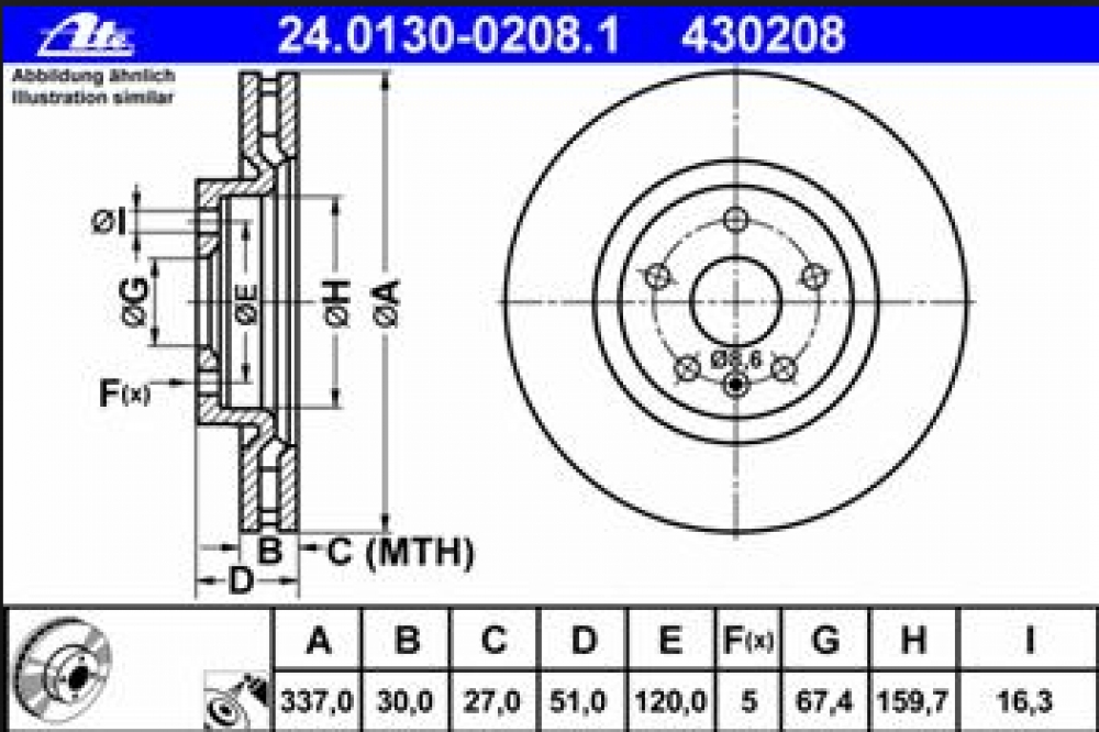 Set discuri frana fata Insignia 337mm ATE