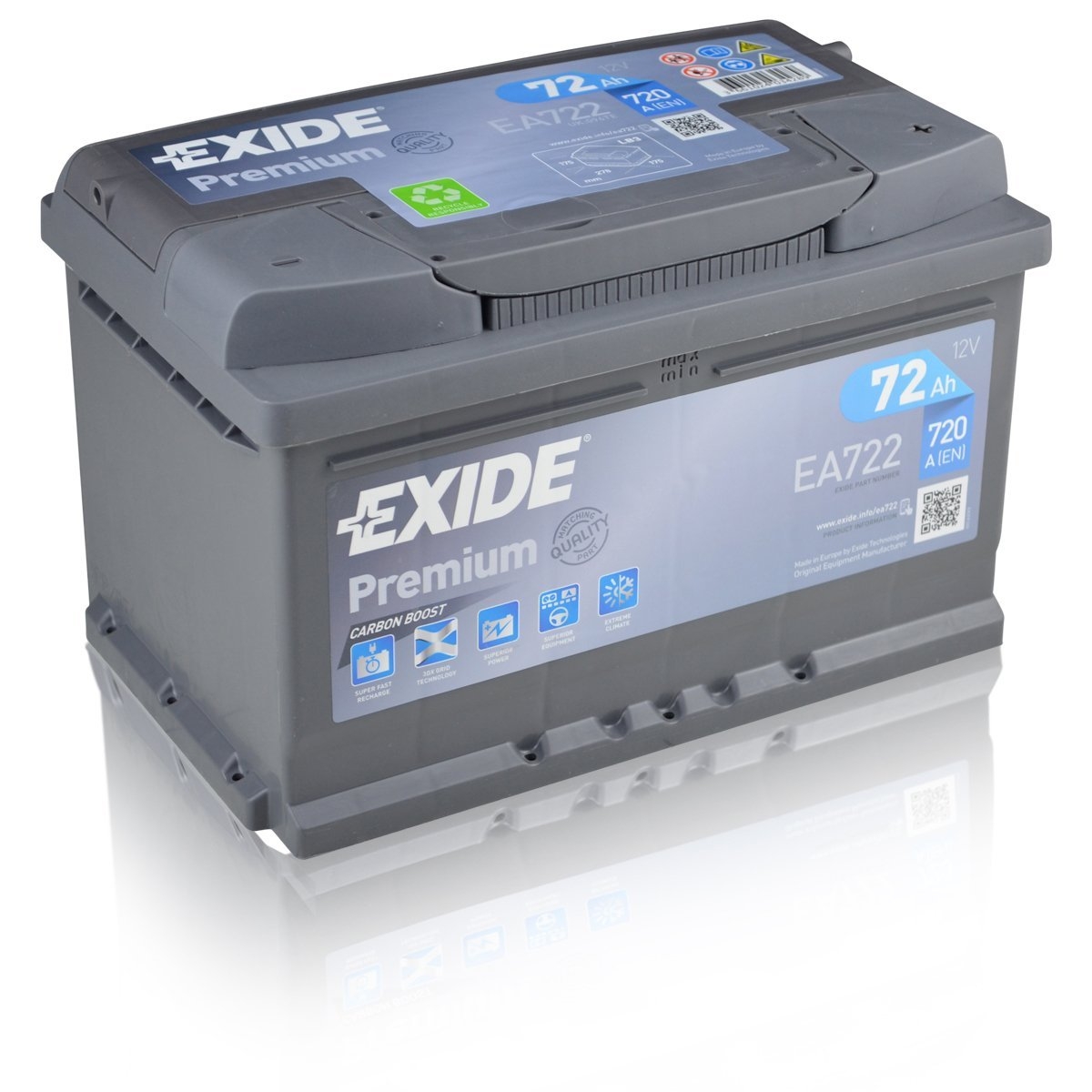 Baterie auto EXIDE PREMIUM S5 72Ah/730A 74aH EA722 Pret Ieftin -  RevizieShop.ro - Comanda Online