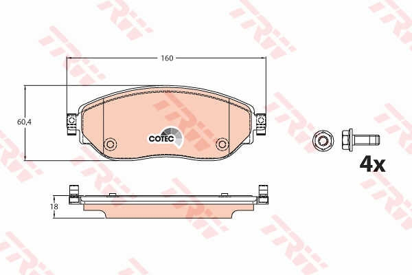 Kit placute frana fata Opel Vivaro B marca TRW | Revizie Shop