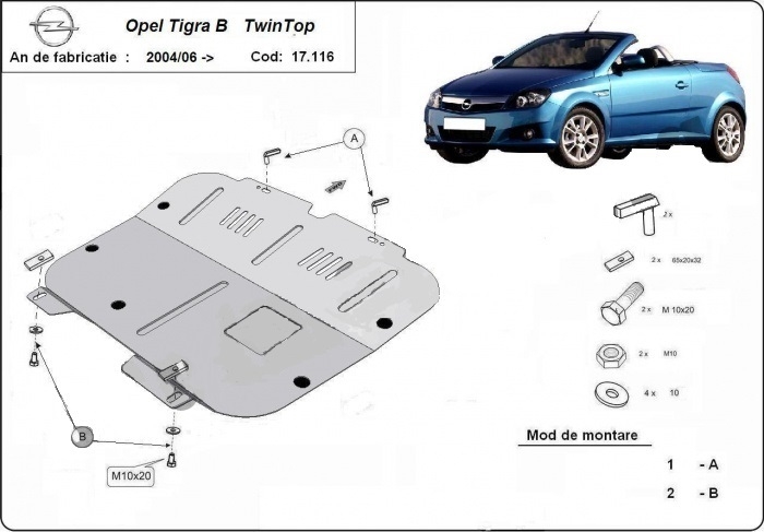 Scut motor metalic Opel Tigra  fabricat dupa 2004 Pagina 1/opel-ecorsa-f/ulei-motor-fuchs/opel-gt - Scuturi motor auto