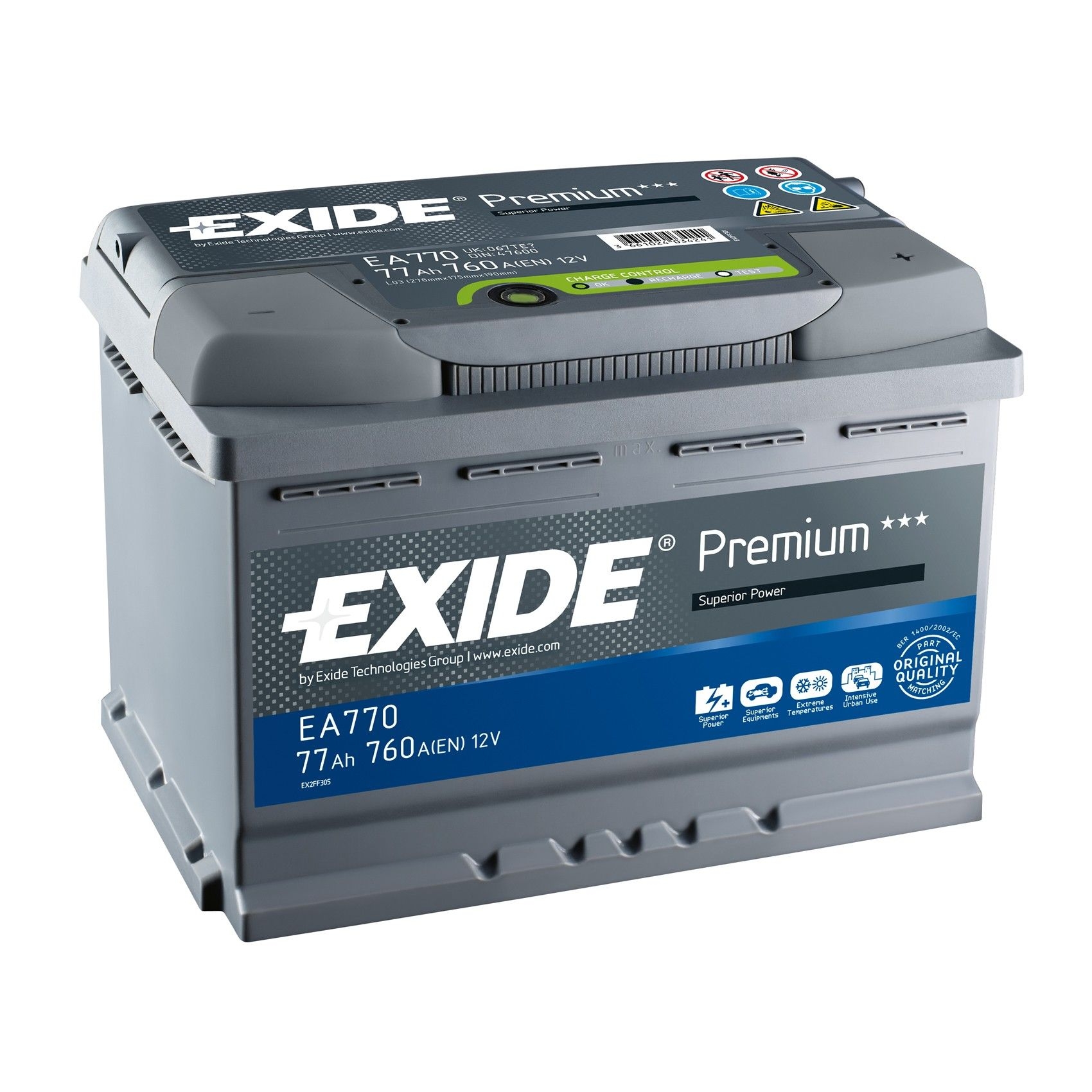 Baterie auto EXIDE PREMIUM S5 77Ah/760A 77aH EA770 Pret Ieftin -  RevizieShop.ro - Comanda Online